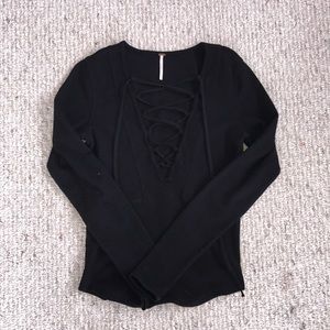 Black lace-up Free People shirt